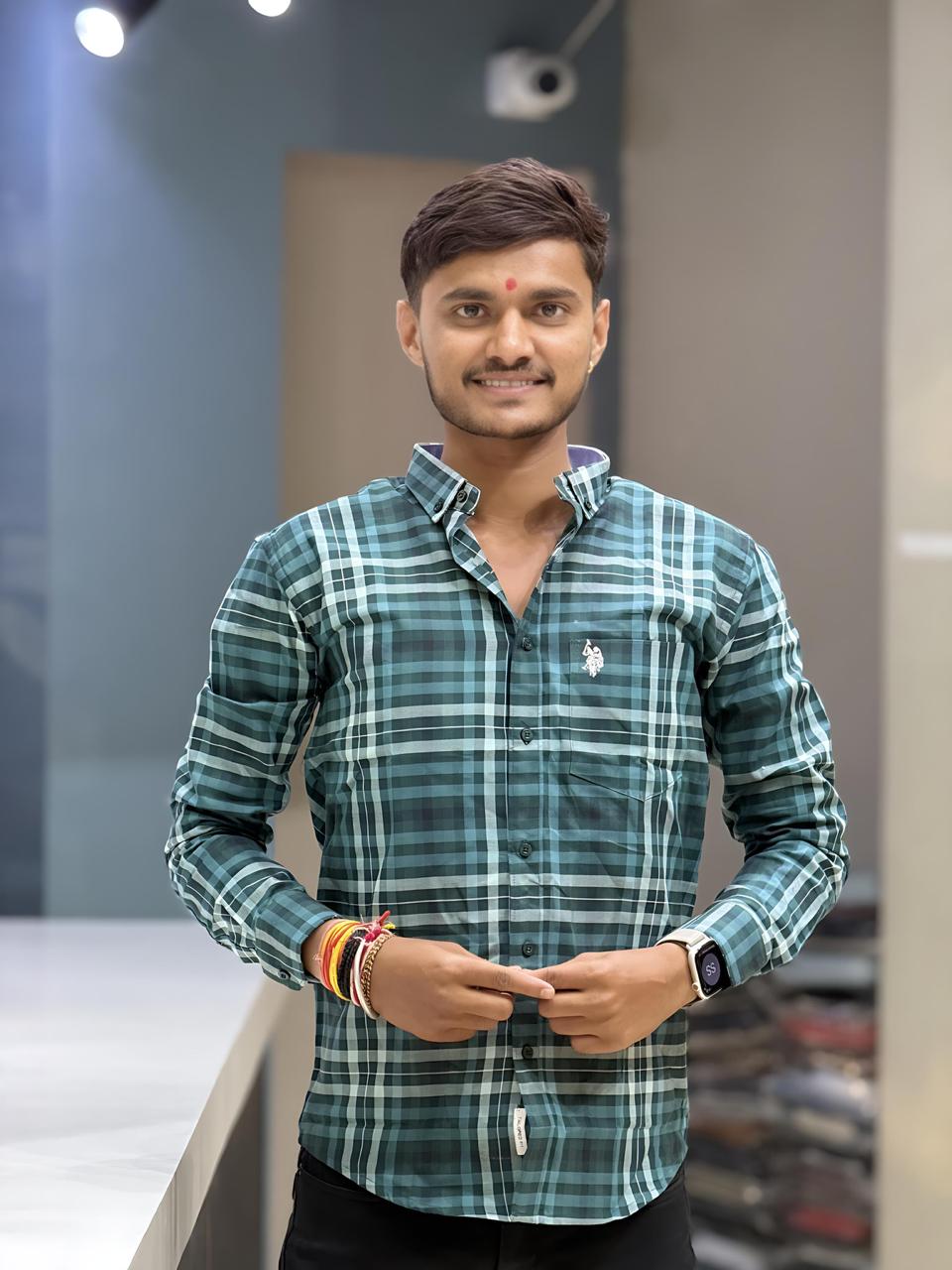 Best cotton in shirts blue check shirts