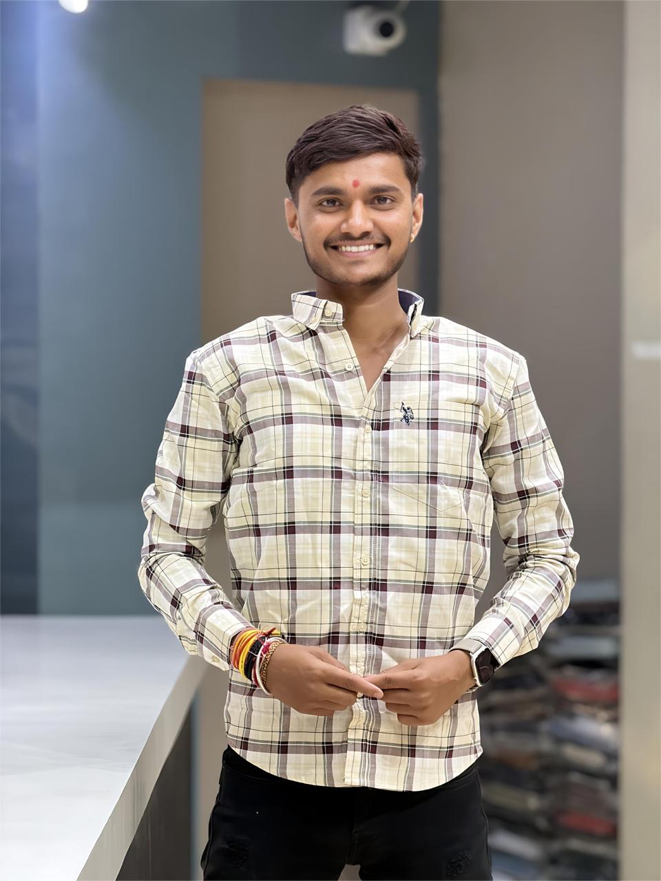 Best cotton in shirts yellow check shirts